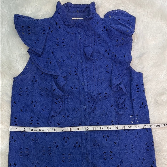 #648 Sezane Royal Blue Ruffled Blouse - Picture 9 of 9